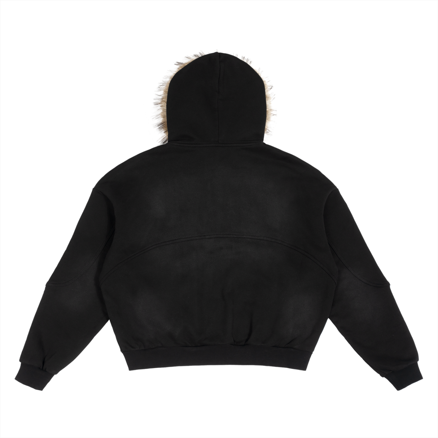 Sun Fade Boxy Detachable Fur Hoodie | WODG®