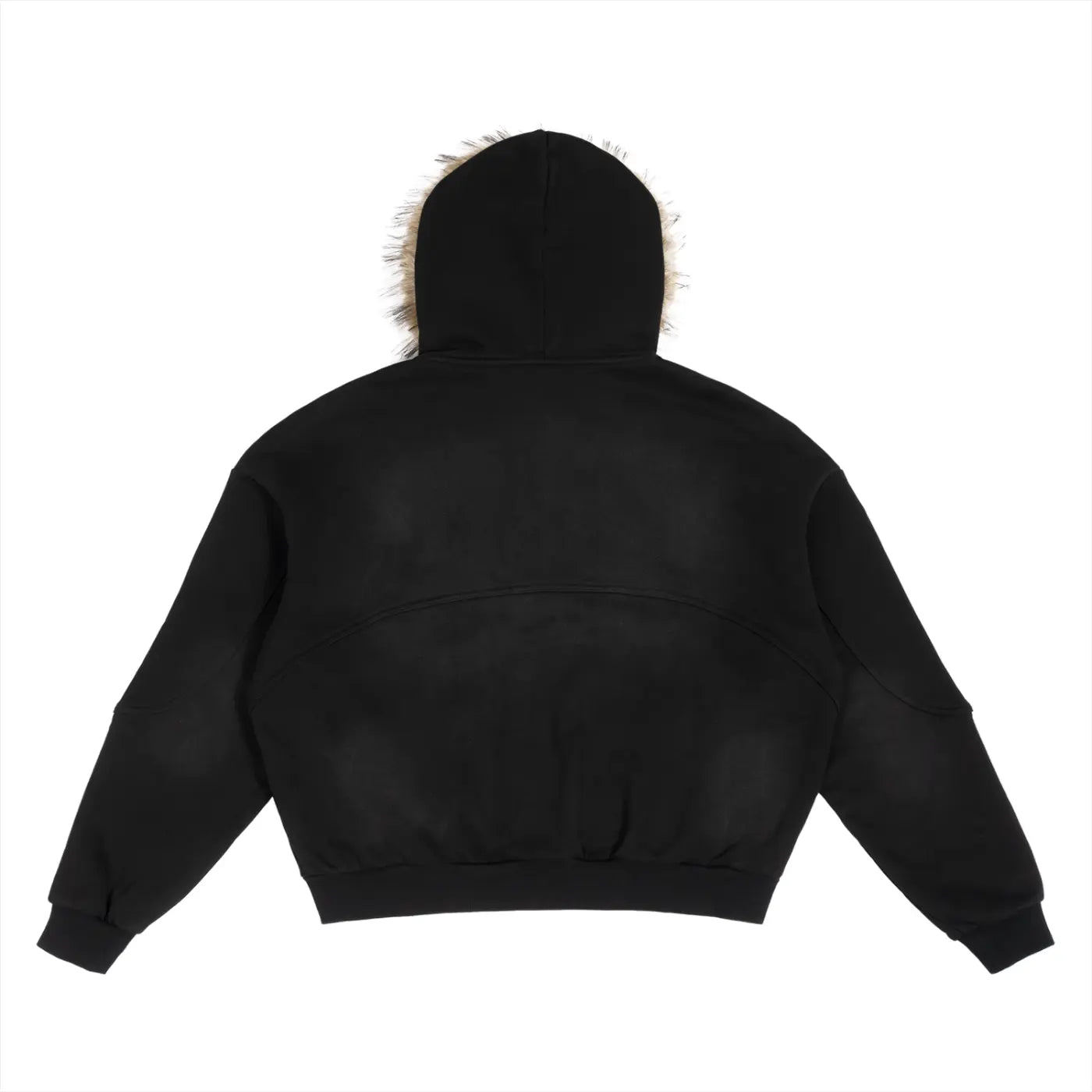 Sun Fade Boxy Detachable Fur Hoodie | WODG® ODMPOD