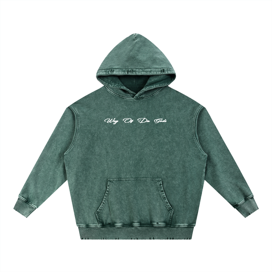 Snow Wash Hand-Frayed Heavyweight Hoodie | WODG®