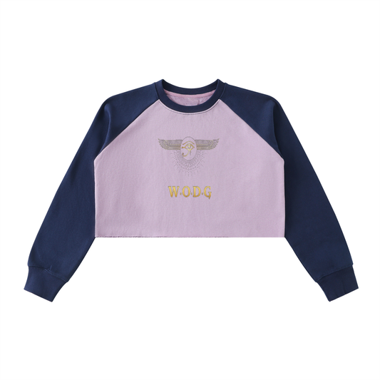 Raw-Hem Color-Block Raglan Crop Sweatshirt | WODG®