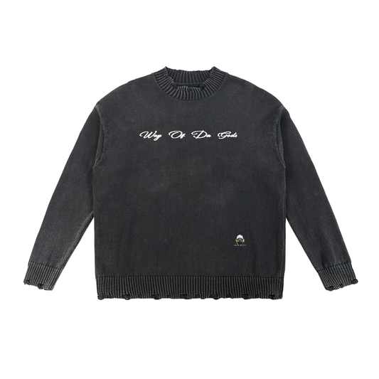 Vintage Washed Hand-Frayed Sweater | WODG®