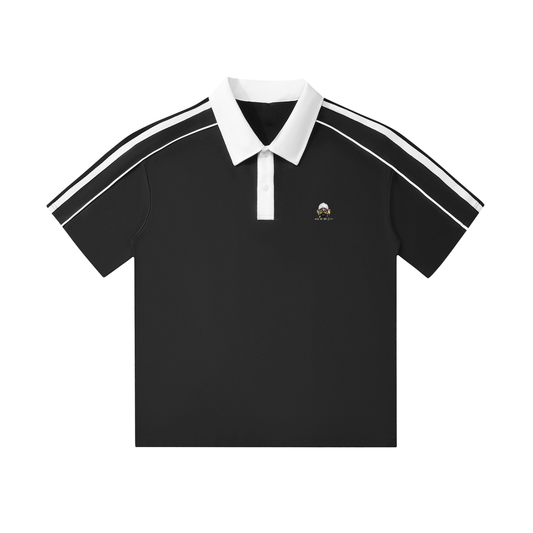 Contrast Collar Short-Sleeve Polo Shirt | WODG®