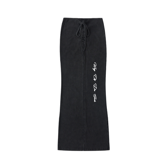 Dyed Washed Drawstring Maxi Skirt | WODG®