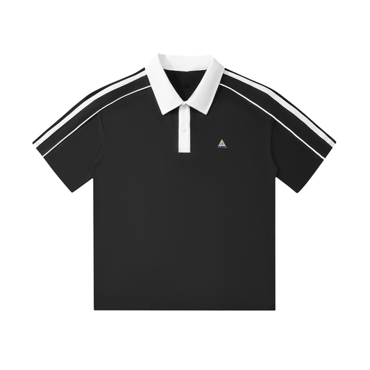 Contrast Collar Short-Sleeve Polo Shirt | WODG®