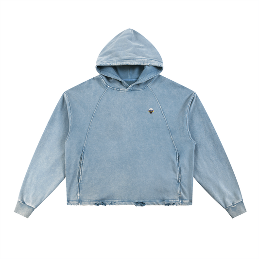 Vintage Washed Frayed-Hem Hoodie | WODG®